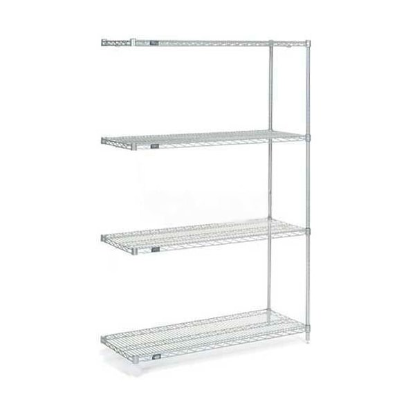 Nexel Nexelate Wire Shelving Add-On, Silver Epoxy, 30W X 14D X 74H A14307EP - main